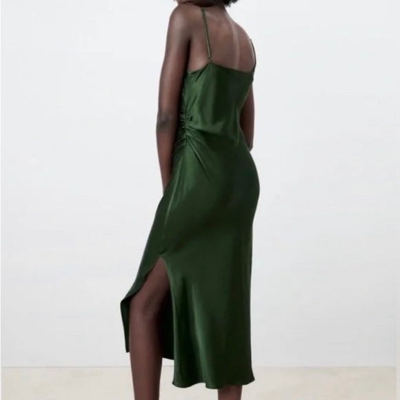 ZARA | Green satin dress | US L - Picture 2 of 3